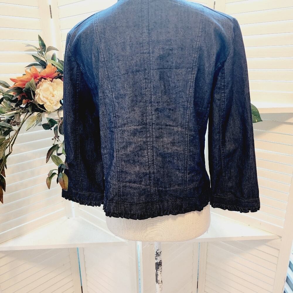 SANDRO SPORTSWEAR RUFFLE BUTTON DOWN JEAN JACKET SIZE LARGE - Picture 4 of 5
